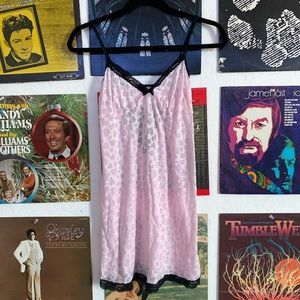 Pink cheetah with black lace slip dress!